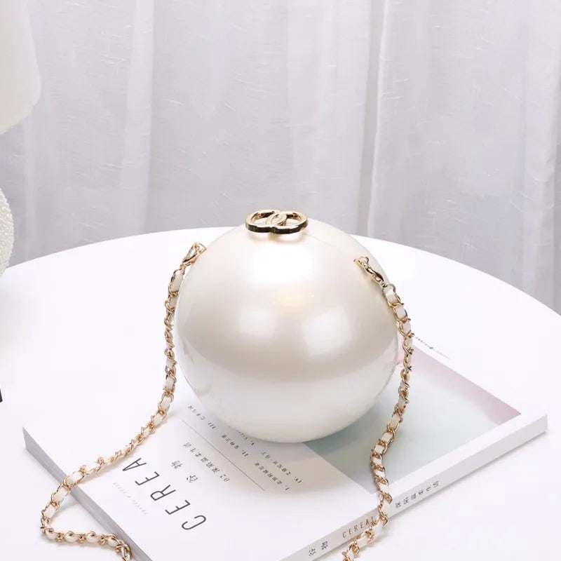 2025 Fashion Design Pearl Ball Party Evening Bags Woman Handbags Global Spherical Acrylic Hard Case Shoulder Small Crossbody Bag