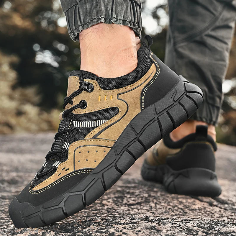Fashionable Men Comfortable Lace Up Anti-collision Casual Sports Shoes Outdoor Men Breathable Anti Slip Soft Soled Hiking Shoes