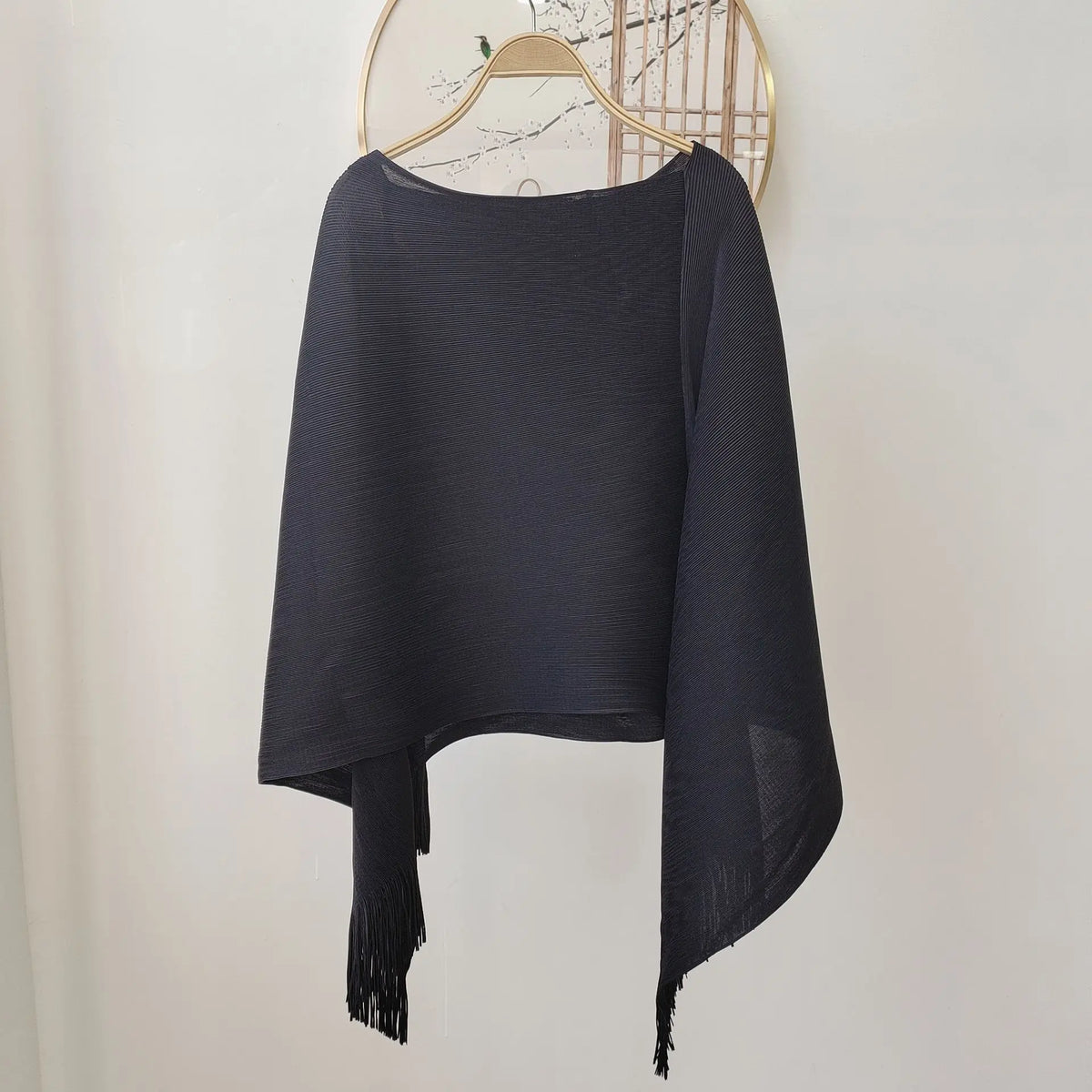 ALSEY Miyake Pleated Fringe Sleeveless Simple Shawl Jacket Autumn Spring New Light Luxury Solid Color Irregular Tops for Women's