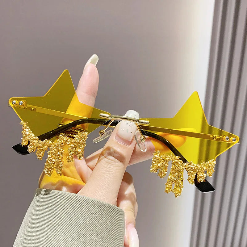 Shiny Luxury Diamonds Sunglasses Women Men Trends Punk Rimless Sun Glasses Female Personality Rhinestone Eyewear Shades UV400