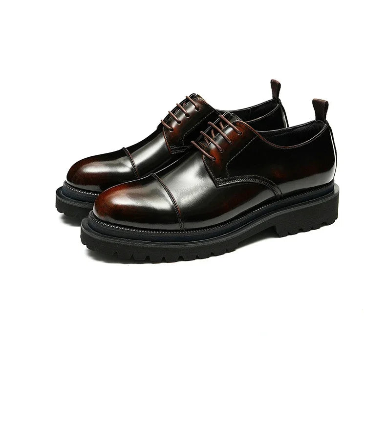 Patent Leather Mens Business Derby Shoes Luxury Brand Handmade Genuine Leather Fashion Designer Platform Wedding Dress Shoes Man
