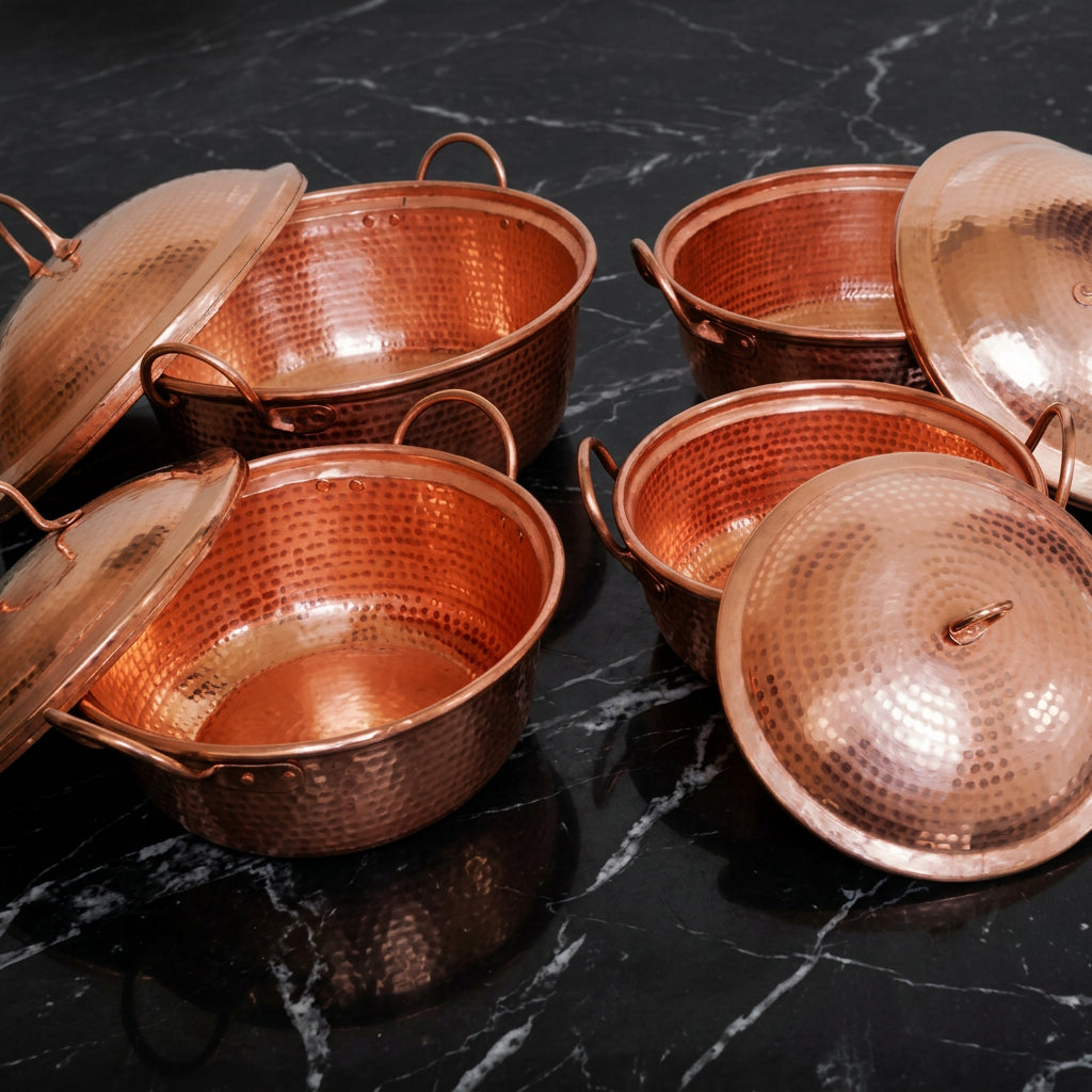Handmade Pure Copper Customized Stew Jam Pot Thick Soup with Handle Deep Tableware
