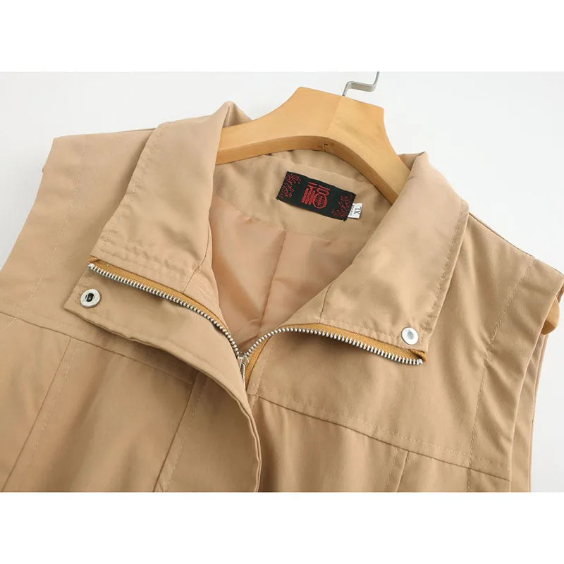 Sustainable Vest  Spring Autumn New Lined Vest Women Sleevless Korean Loose Middle Aged Short Casual Slim Waistcoat Coat Female Outerwear 4XL