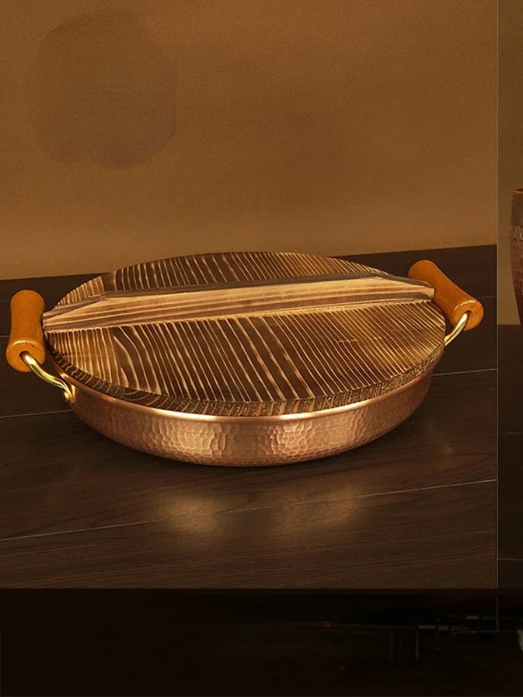 Pan Barbecue Plate Pure Red Copper Beer Mug Set Barbecue Plate Fried Meat Plate Binaural Pan Pure Copper New Chinese Style