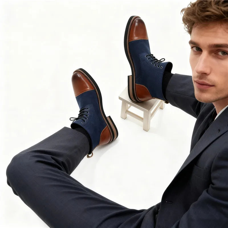 High Quality Men's Autumn New Comfortable High Top Casual Leather Shoes Fashion Brand Men's Lace Up Non Slip Casual Short Boots