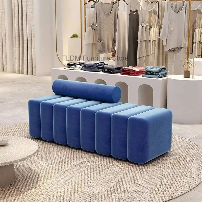 Bedside Bench Modern Creative Reception Coat Chair Light Luxury Fabric Casual Shoes Changing Stool 80x45x45cm