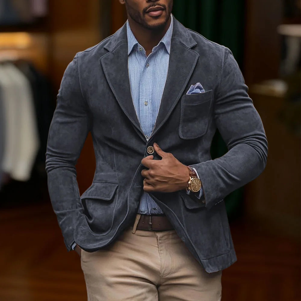 chamois leather Man Blazers Single breasted Suit Jacket Men's Outdoor Casual Sports Slim fit Coat Brown men's top