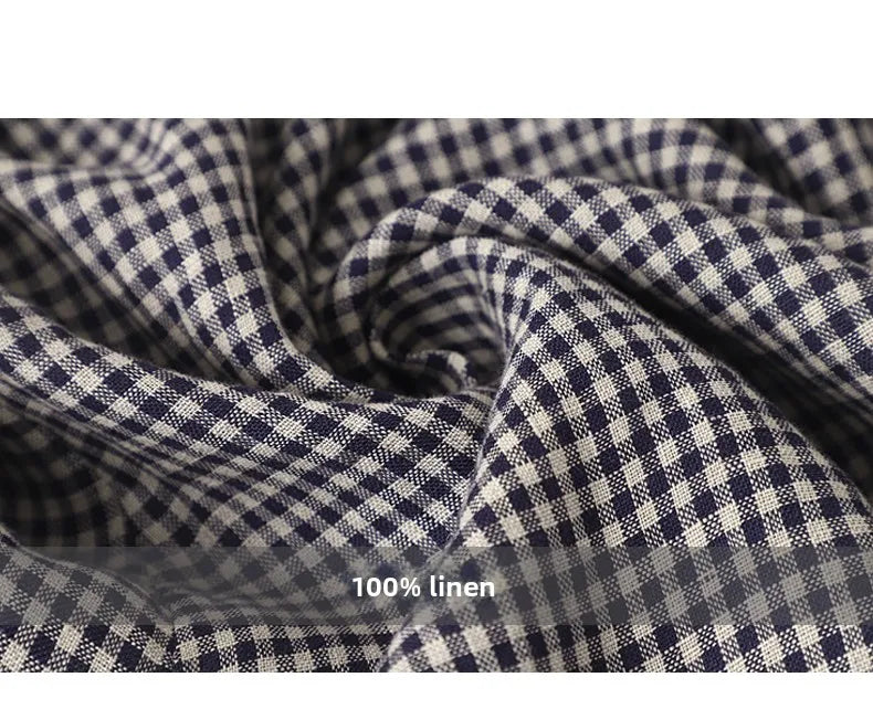 Summer New Women's Cotton Lin Loose Casual Dr High Waist A-Line Skirt Svel Vest Dr Cheered Pattern plus Size