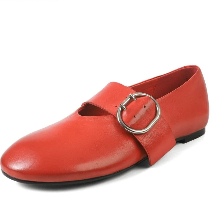 Spring Fashion Women Flats Shoes Heels Cow Leather Ballet Comfort Square Toe Casual Summer Shoes Woman Size 34-40