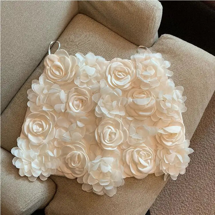 Spring Women Temperament Package Hip Black Three-dimensional Rose Skirt Female Sweet Fashion Y2k A Line Mini Kawaii Skirts