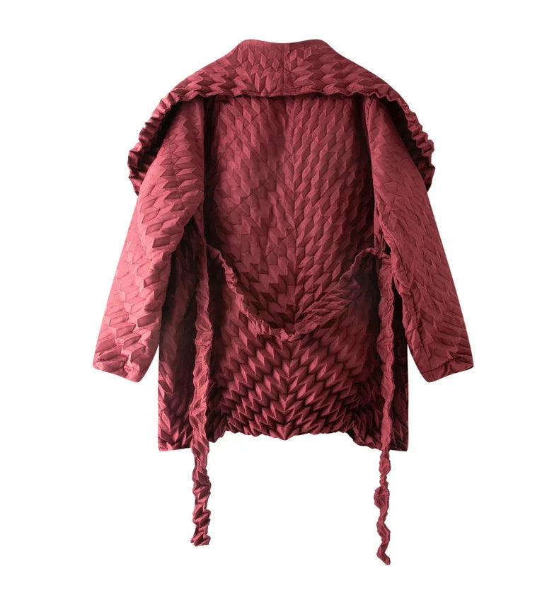 Miyake Pleated Top, Women's Solid Color Short Jacket, Handmade Pleated Versatile Loose Version, Lapel Cardigan, Autumn New Style