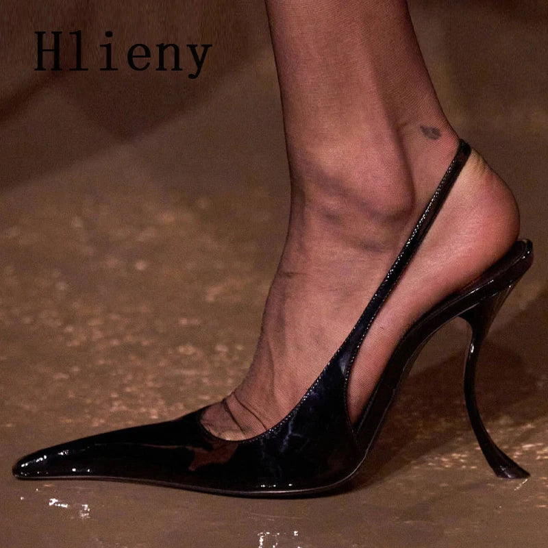 Hlieny Fashion Strange Style High Heels Sandals Sexy Pointed Toe Patent Leather Stiletto Shoes Women Pumps Zapatos De Mujer