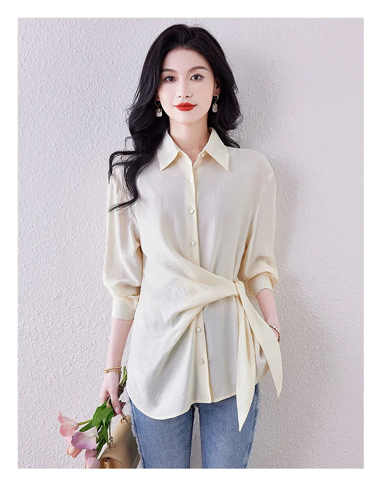 New Spring Women Blouses France style office ladies shirts solid color tops blusa mujer