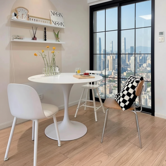 W*-Tulip Stone Dining Table for Restaurant Small Apartment-Modern Simple White Multi-functional Design Single Pedestal