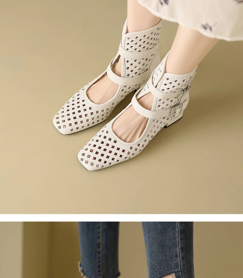 Sexy Brand Luxury Gold Gladiator Sandals Platform Beige Summer Mesh Grid Ankle Boots Roman Sandals For Woman Genuine Leather