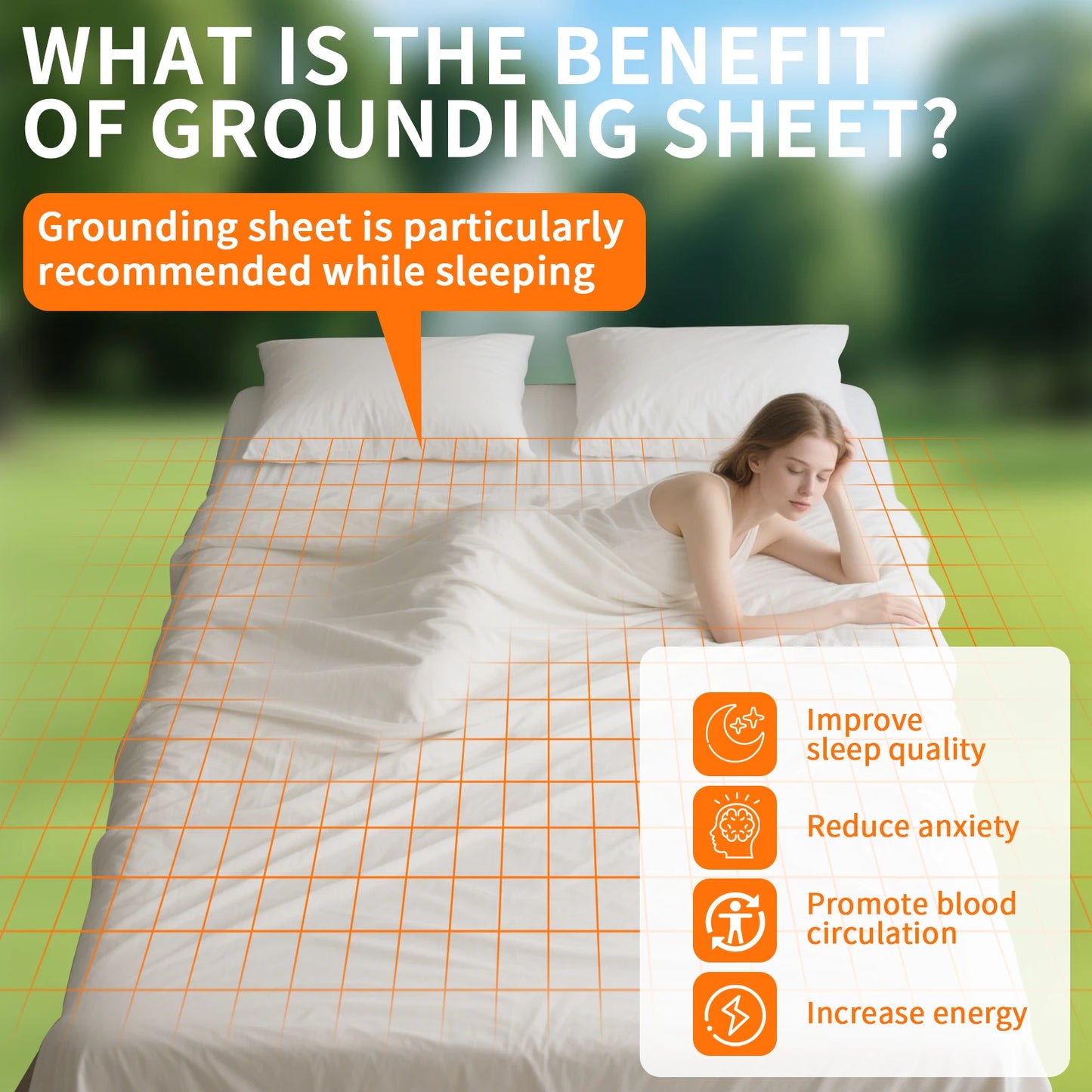 Grounding Bed Sheet 90% Organic Cotton & 10% Pure Silver Fiber Grounding Mat with Grounding Cable Conductive Sheet Earthing Mat