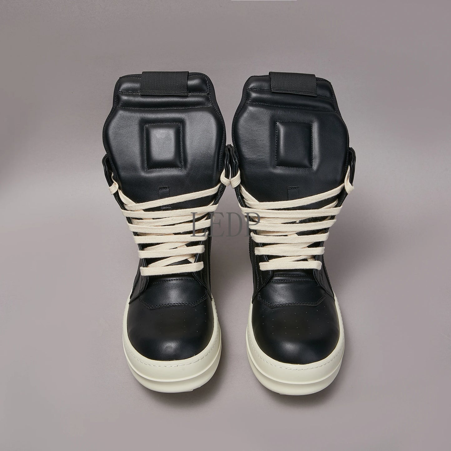 Luxury Brand Men Shoe Genuine Leather Casual Shoes High Top Zipper Lace-up Women Black Sneakers Top Quality Platform Ankle Boot