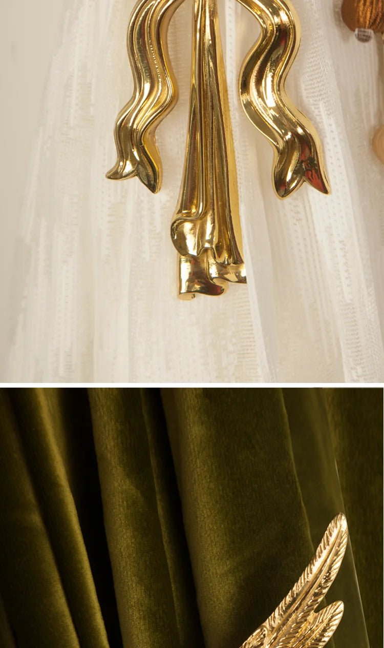 Luxury Brass Curtain Hook Retro Gold Wall Mounted Hanger for Bedroom Living Room Entryway Decor Elegant Hardware Accessories