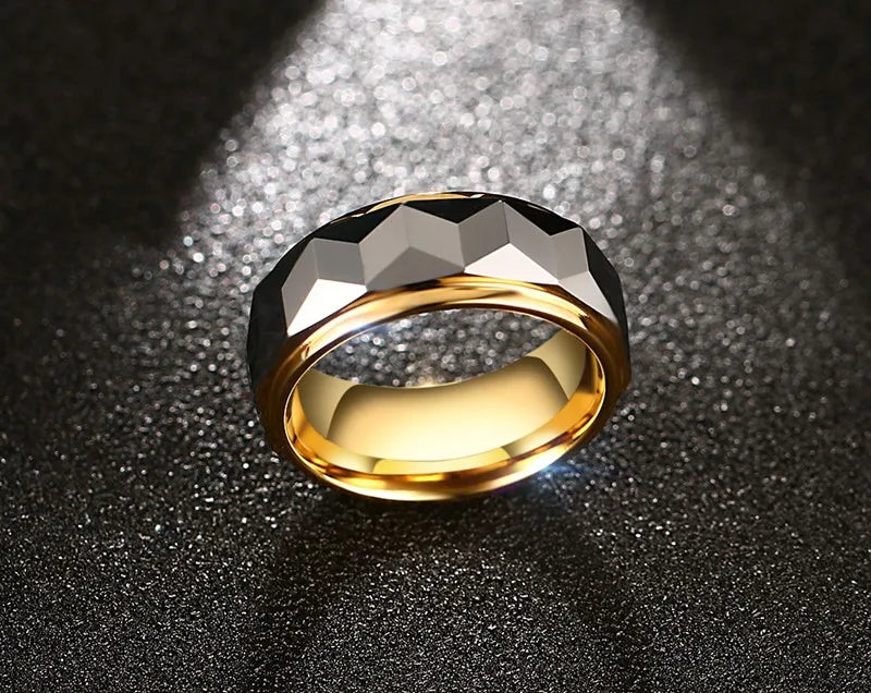 Mens Rings Tungsten Carbide Anti-scratch 8mm Gold-color Thumb Finger Punk Metal Wedding Party Engagement Male Jewelry Waterproof
