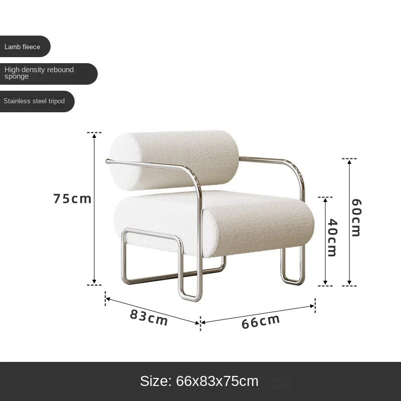 Homestay Light Luxury Reception Chair Stainless Steel Creative Leisure Bauhaus Single
