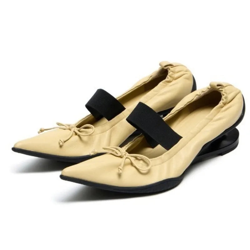 Retro Designer Mary Jane Shoes Women Strange Heel Bowknot Dress Shoes Female Ballet Style Fashion Brand High Heels Women Pumps