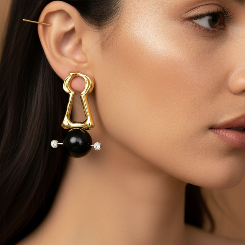 1 Pair Vintage Light Luxury Hollow Ears Pearl Earrings, surreal trendy earrings jewelry