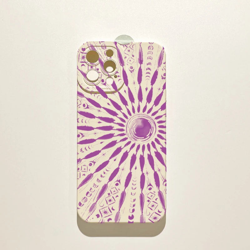 Art Summer Style Golden Sun Phone Case For iPhone 17 11 12 13 14 15 16 Pro Max XS XR 7 8 Plus 16E Shockproof Soft Silicone Cover