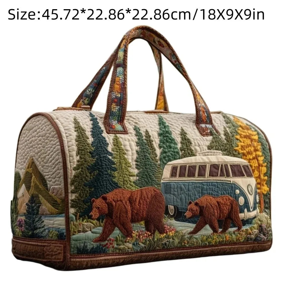 Adjustable Strap Quilted Duffle Bag 3D Quilting Craft Tote Bags Short-distance Handbag Large Capacity Travel Duffel Bag