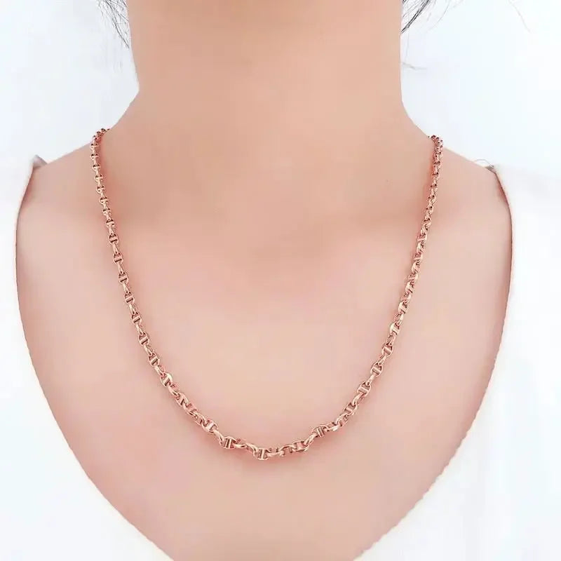 Copper plated rose gold style chunky necklace hip hop fashion chains stacking charms jewelry for men and women