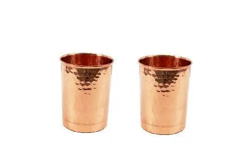 Ayurvedic Pure copper water dispenser container pot with 2 glass rollers - 6.5 liters (brown) - set of 3 pieces