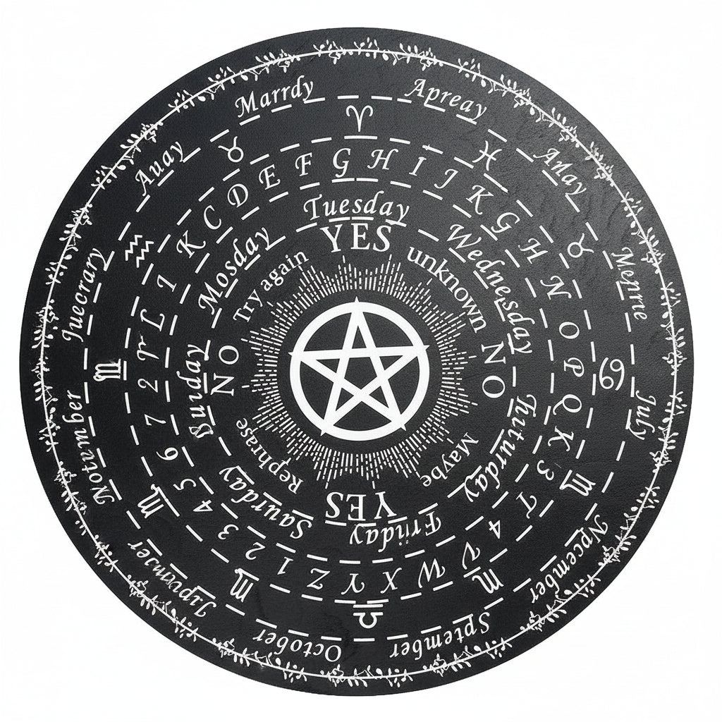 25cm Pentagram Black Wood Pendulum Witchcraft Altar Board Star Crystal Divination Game Props Dowsing Metaphysical Message Prompt