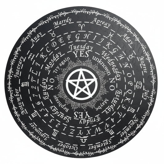 25cm Pentagram Black Wood Pendulum Witchcraft Altar Board Star Crystal Divination Game Props Dowsing Metaphysical Message Prompt