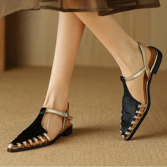 Fashion Horsehair t-strap women's Sandals Covered Toe Low Heels Female Summer Sandals Ladies Casual Sandals Walk