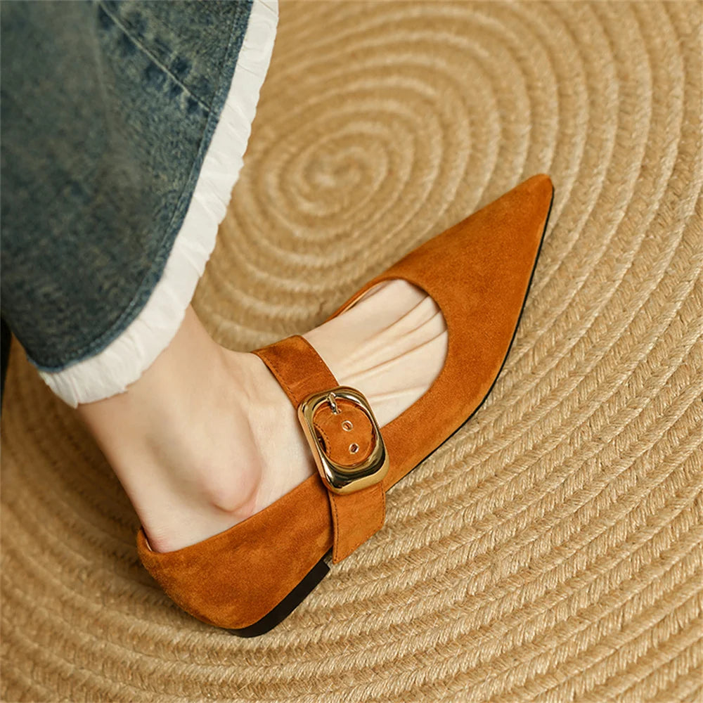 Dilalula Classic Retro Women Flats Buckles Loafers Suede Quality Metal Decoration Casual Shoes Ladies Fashion Dress Mocasines