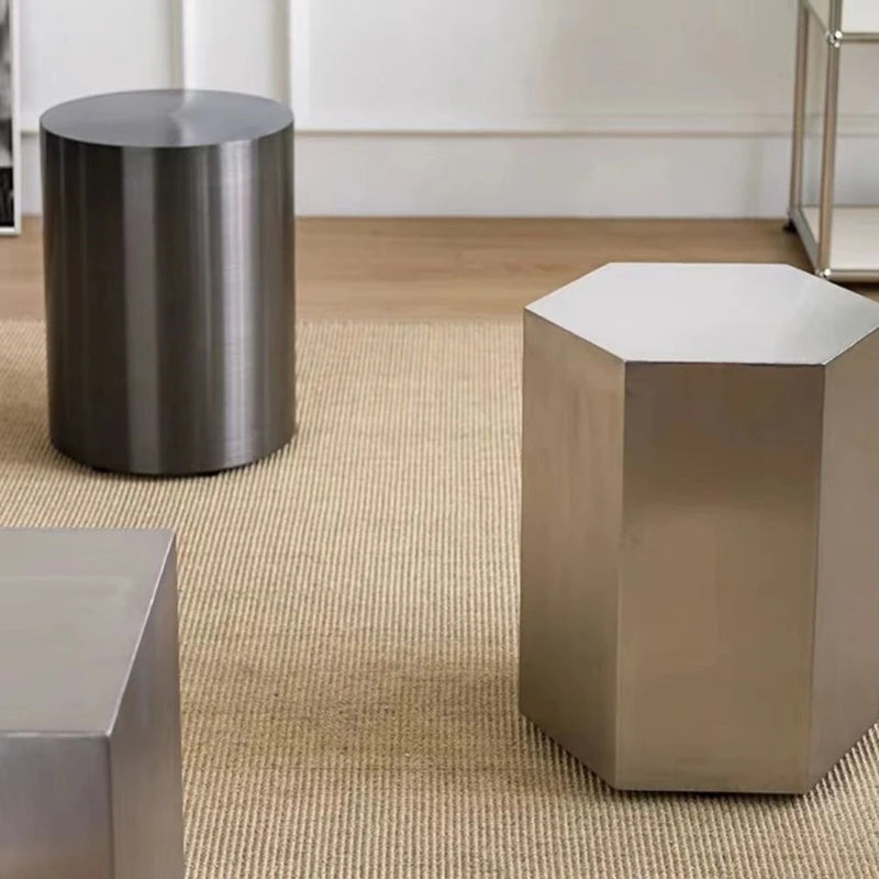 Nordic Metal Living Room Stool Industrial Round Chair for Milk Tea Shop Commercial Furniture Stainless Steel Simple Bistro Seat