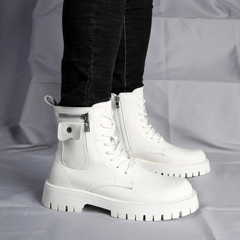 Men's English Style Thick Sole Design Men Boots Luxury High End Top Layer Leather Brand Famous Chelsea High Quality Casual Boots
