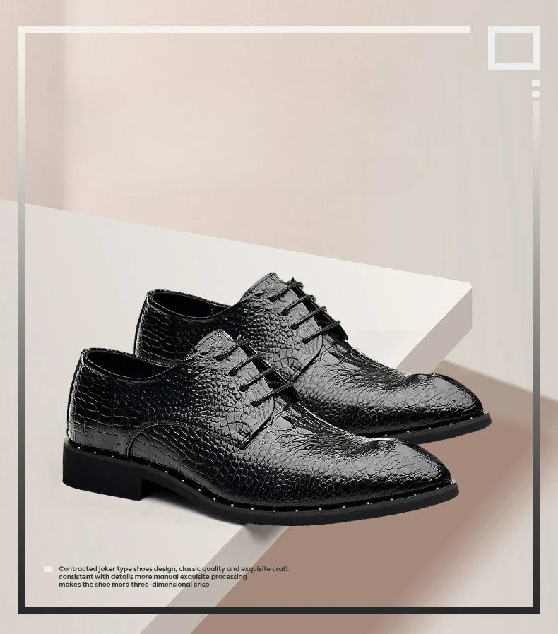 Genuine Leather Men Shoes Luxury Crocodile Skin Men's Dress Shoes Lace-Up Wedding Party Shoe Business Office Men Oxfords Shoes