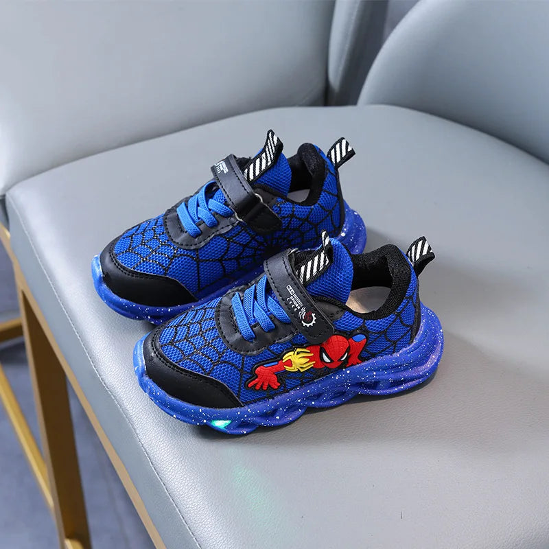 2023 New Spider-man Children's Shoes Boys Sneaker With Lights Spring Led Kids Boys Sports Children Shoes Casual