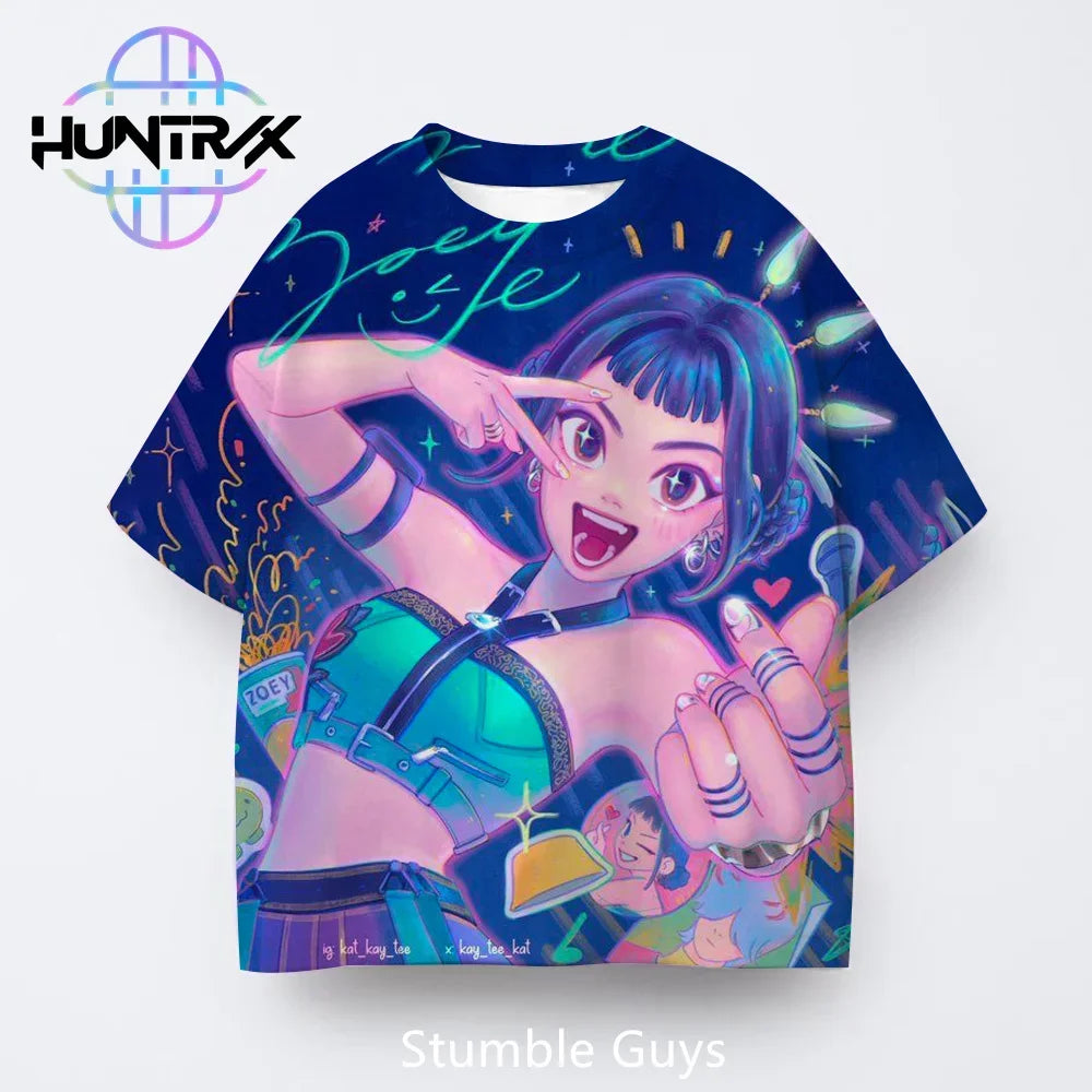 Summer Casual Fashion Kids Kpop Demon Hunters 3D Cartton Short Sleeve Boys Girls T-Shirt Anime Clothes