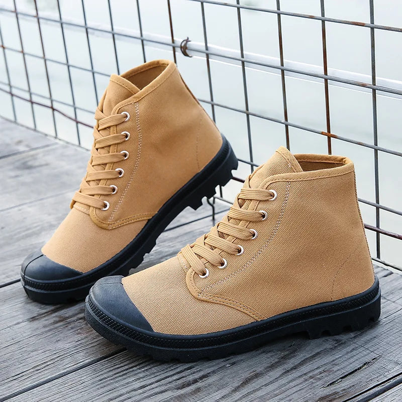 Autumn Early Winter Shoes Mens Ankle Boots Cool Street Style Canvas Shoes Brand Male Footwear Black Green Plus Size 46