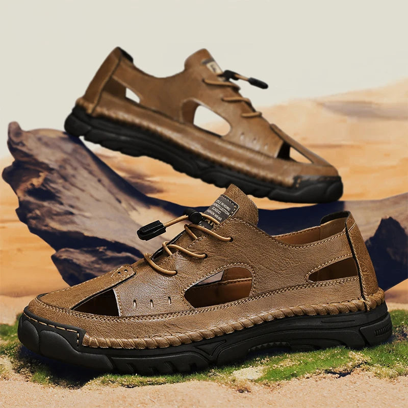 Summer Classic White Soft Bottom Handmade Stitching Beach Men's Shoes Outdoor Men's Comfortable Hollow Breathable Casual Shoes