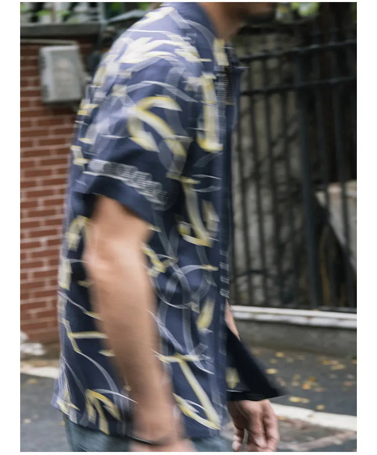 Rugged Bronson Anchor Border Rayon Camp Shirt Old-Fashion Men's Hawaiian Shirt For Beach Vacation