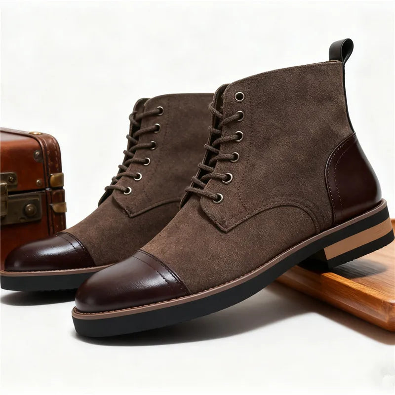 High Quality Men's Autumn New Comfortable High Top Casual Leather Shoes Fashion Brand Men's Lace Up Non Slip Casual Short Boots