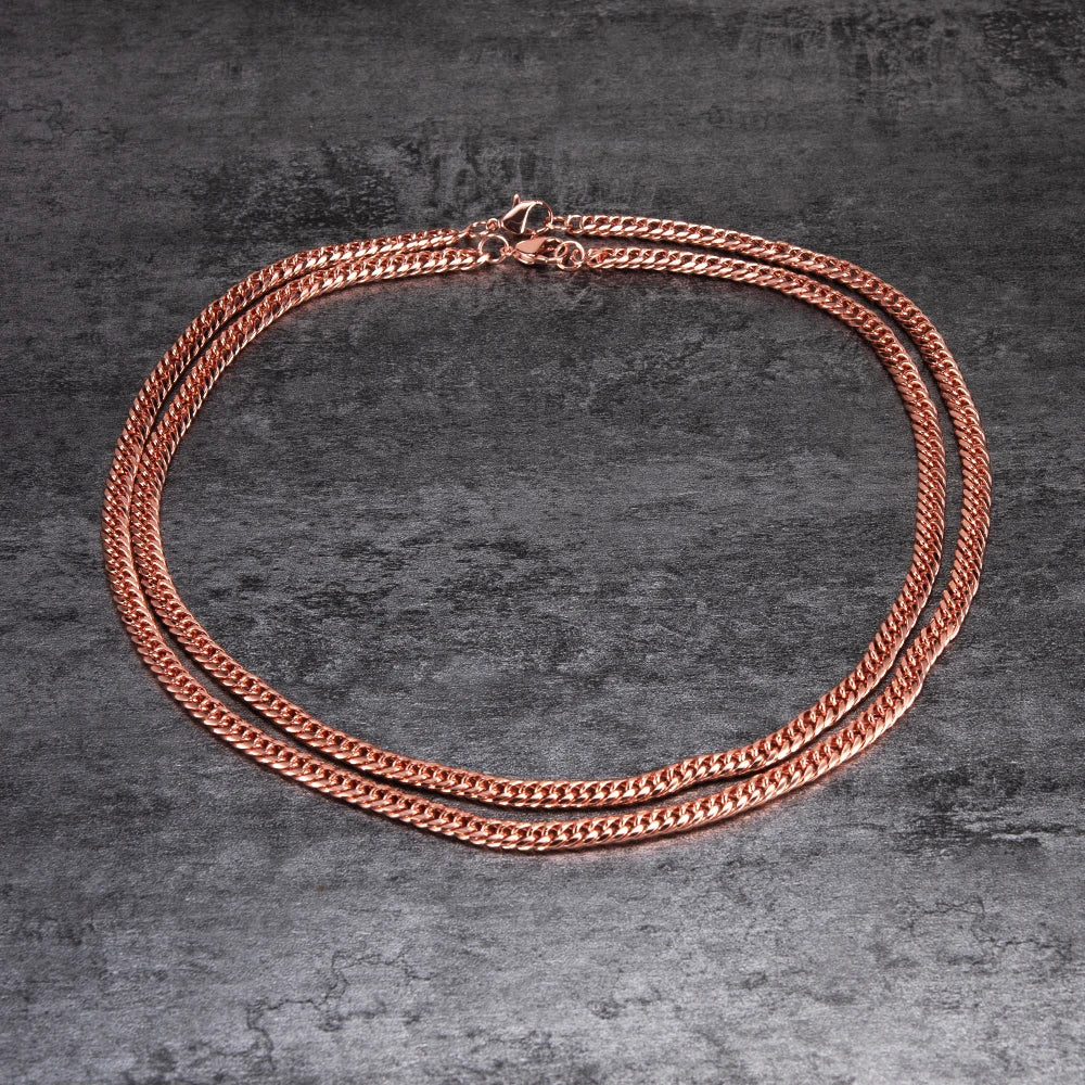 Vinterly Cuban Chain Long Necklace for Men Women Red Copper Adjustable 20/22 Inch Twisted Anti-scratch Jewelry Lobster Clasps