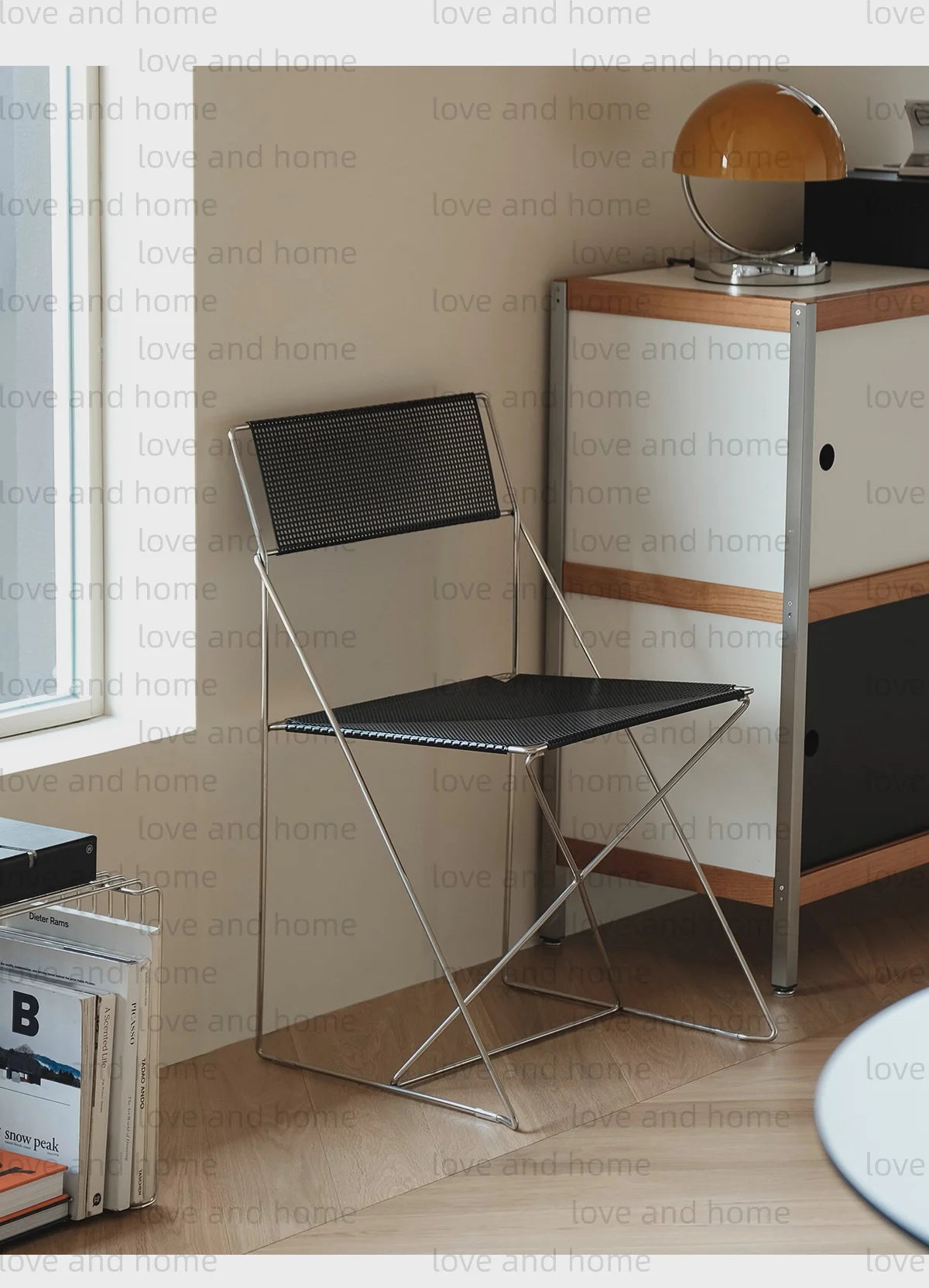 Nordic Stackable Dining Chair Chromed Stainless Steel Steelwire Wire Mesh Panel Minimalism Style Robust Construction Denmark