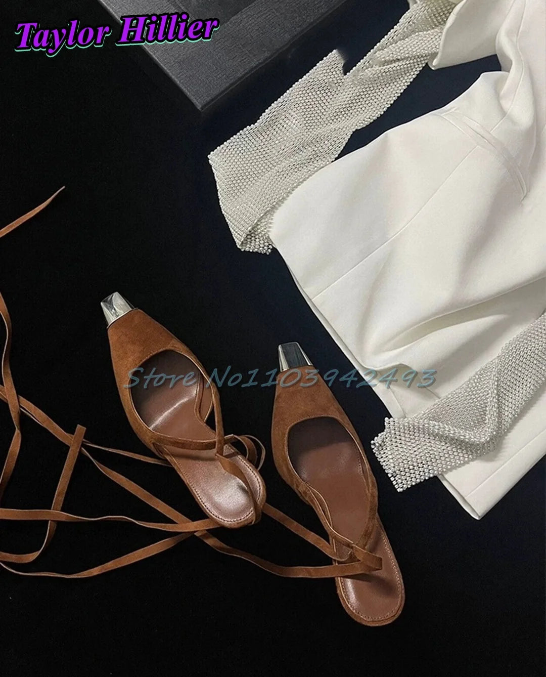 Silver Brown Heels Patchwork Sandals For Women Luxury Designer Shoes Summer Lace Up Sandalias De Mujer Dress Banquet Zapatos