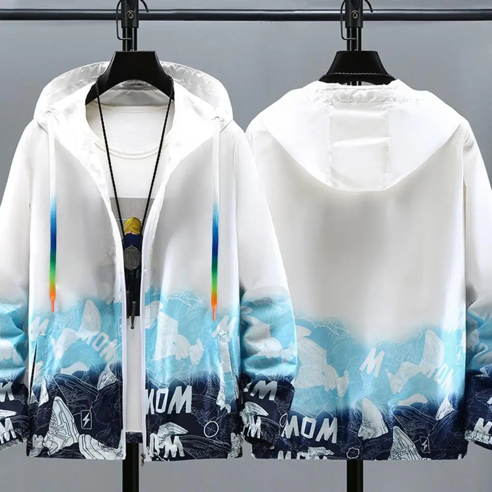 Ultra-light Trendy UV Protection Quick Drying Windbreaker Anti-wrinkle Windbreaker Jacket Gradient Print Daily Clothing