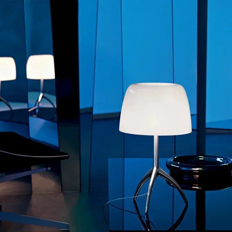 Italian Designer Glass Shade Table Lamp Tripod Desk Light for Bedroom