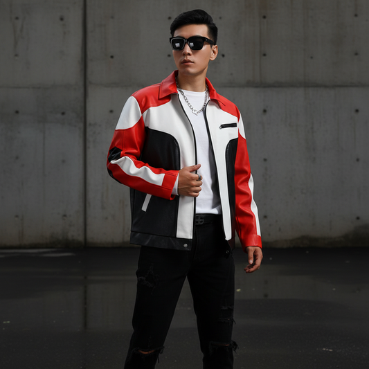 Nerazzurri Spring Autumn Cool Short Patchwork Pu Leather Jacket Men Zipper Muliticolored Luxury Designer Clothes Streetwear 2026