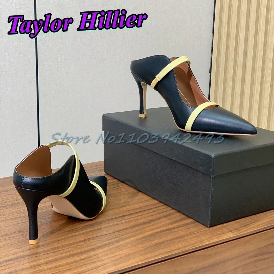 8.5CM Silver Heels Strappy Heeled Sandals Shallow Slip On Pull On Super High Heel Genuine Leather Sandalias Top Quality Size 41